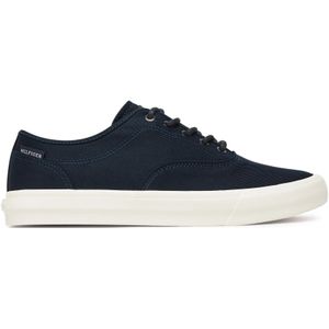 Tommy Hilfiger - TH HI VULC LOW OXFORD TWILL - Vrijetijdsschoen - Donkerblauw - Vetersluiting - Plateau