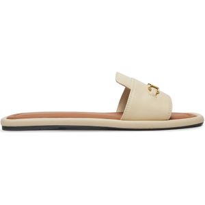 Tommy Hilfiger Pantolette »LEATHER HORSEBIT MULE«, Flats, Sommerschuh, Bequemschuh mit goldfarbener Zierspange