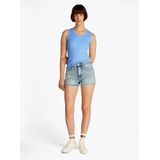 TOMMY JEANS Tanktop - Sugarplum Blue - Ronde Hals - Logoborduursel