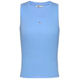 TOMMY JEANS Tanktop - Sugarplum Blue - Ronde Hals - Logoborduursel