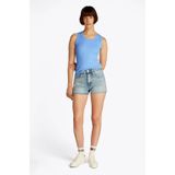 TOMMY JEANS Tanktop - Sugarplum Blue - Ronde Hals - Logoborduursel