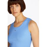TOMMY JEANS Tanktop - Sugarplum Blue - Ronde Hals - Logoborduursel