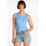 TOMMY JEANS Tanktop - Sugarplum Blue - Ronde Hals - Logoborduursel