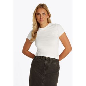 Tommy Jeans - T-shirt - Wit - Slanke Pasvorm - Kwartmouw