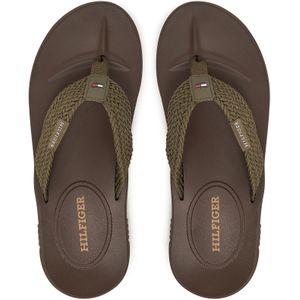Tommy Hilfiger - MOLDED HILFIGER WEB BEACH SANDAL - Zomerschoen - Kaki - Synthetisch