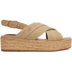 Tommy Hilfiger - Denim Espadrille Sandal - Dames - Beige - Katoen