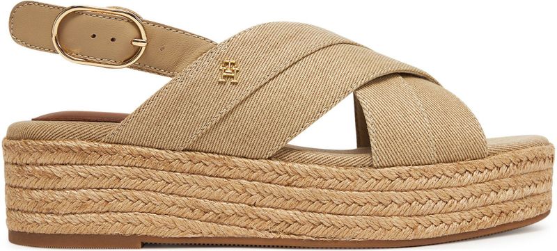 Tommy Hilfiger - Denim Espadrille Sandal - Dames - Beige - Katoen