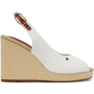 Tommy Hilfiger - Flag High Wedge Espadrilles - Ecru Wit - Sleehak