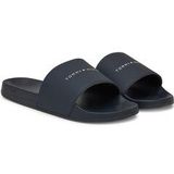 Tommy Hilfiger - Blauwe Pool Slide Sandalen - Leer