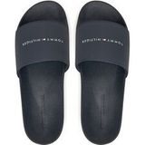 Tommy Hilfiger - Blauwe Pool Slide Sandalen - Leer