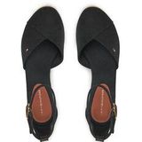 TOMMY HILFIGER - Gesloten Sandalen - Zwart - Katoen - Sleehak
