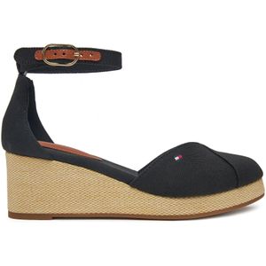 TOMMY HILFIGER - Gesloten Sandalen - Zwart - Katoen - Sleehak