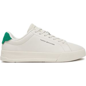 TOMMY HILFIGER - TH COURT LTH DETAIL ESS - Low Top - Beige - Leer