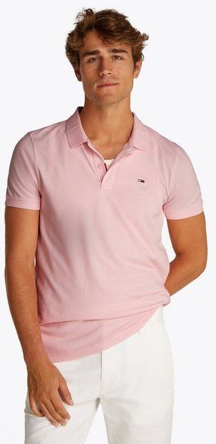 Tommy Jeans - TJM SLIM PLACKET POLO EXT DM0DM20676/TH3 - Poloshirt - Roze - 100% Biologisch Katoen