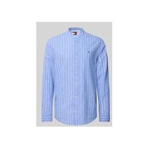 Tommy Jeans - Overhemd - Blauw - Linnen - Gestreept