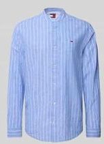 Tommy Jeans - Overhemd - Blauw - Linnen - Gestreept