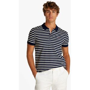 TOMMY JEANS - Slimfit Poloshirt - Blauw/Wit - Katoen