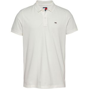 Tommy Jeans TJM Slim PLACKET EXT S/S poloshirt voor heren, wit, XL, wit (ecru), XL, Wit (ecru)