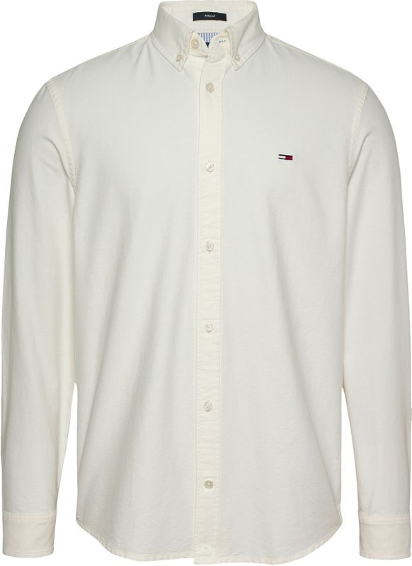 Tommy Jeans - Casual Overhemd - Wit - Katoen - Button-Down Kraag