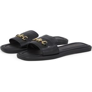 Tommy Hilfiger - LEATHER HORSEBIT MULE - Slippers - Zwart - Leer