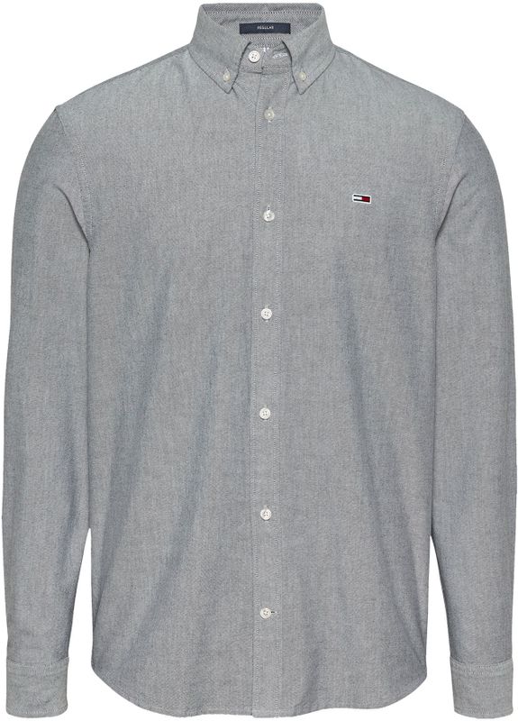 Tommy Hilfiger - Longsleeve Shirt - Grijs - 95% Regeneratief Katoen