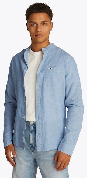Tommy Jeans Langarmhemd »TJM LINEN MIX BAND COLLAR SHIRT«