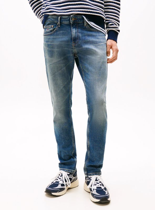 Stretchbroeken - Effen - Denim - Heavy Washed - Slimfit
