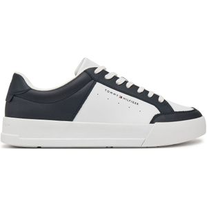 Tommy Hilfiger - Leren Sneakers - Wit - Donkerblauw