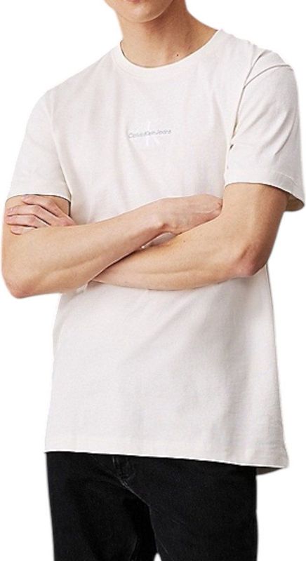 Calvin Klein - Monologo - T-shirt - Ivoor - 100% Regeneratief Katoen