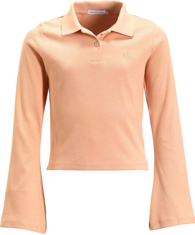 Calvin Klein - RIB SLIM - Polo - Lichtroze - Lange Mouwen