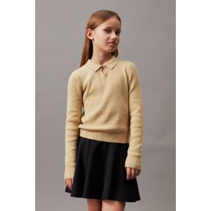 Calvin Klein - Top - Beige - Katoenmix - Lange Mouwen