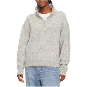 Calvin Klein Jeans - Gestructureerde Half Zip Cardigan - Grijs - Dames