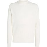 Calvin Klein - Ronde Hals Trui - Wit - Katoen - Lange Mouwen - Regular Fit
