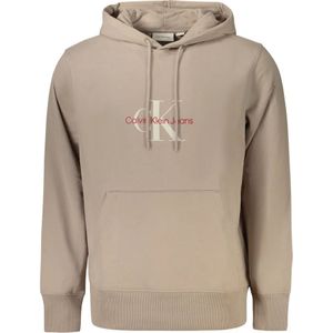 Calvin Klein - Heren Hoodie - Beige - Katoen - Trendy Printpatroon