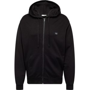 Calvin Klein - Woven Label Zip Through Hoodie - Sweatvest - Ck Black - Met Capuchon