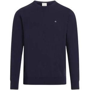 Calvin Klein - Gebreide Trui - Blauw - Katoen Zijde Blend