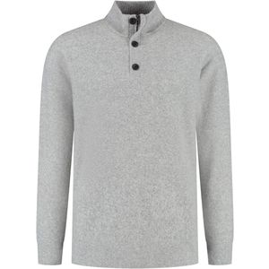 CALVIN KLEIN - Trui - Grijs - Wol - Schipperskraag met Rits en Knopen