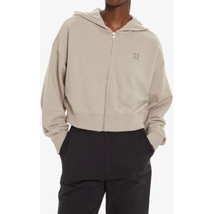 Calvin Klein - Ck Embro Badge Zip-T - Vest - Beige - Katoen