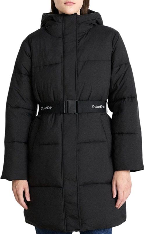 Calvin Klein Jeans - Longline Hooded Puffer Jacket - Zwart - Windjack
