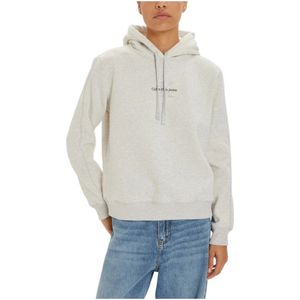 Calvin Klein Jeans, Sweatshirts & Hoodies, Dames, Grijs, S, Katoen, Monologo Regular Hoodie voor vrouwen