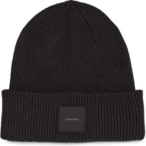 Calvin Klein - Fine RIB - Muts - Zwart - 55% Katoen, 34% Polyester, 8% Wol, 3% Kasjmier