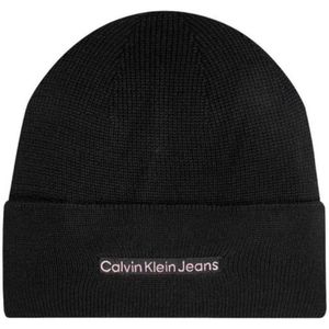 Calvin Klein Jeans Inst Embro Beanie K60k612651 damesmuts, Zwart (Zwart/Perzik Zweep)