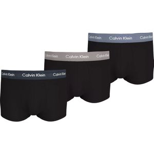 Calvin Klein Low Rise Trunks (3 pack) lage heren boxers kort zwart grijs dessin blauw
