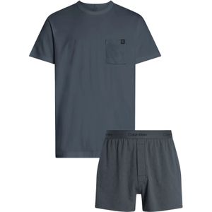 Calvin Klein heren shortama O-hals, donkergrijs shirt, dessin broek