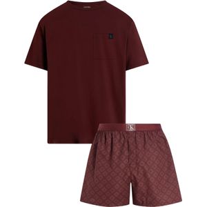 Calvin Klein - Heren Shortama - Donkerrood - T-shirt met Korte Mouwen en Korte Broek