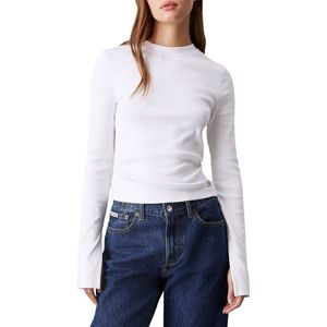 Calvin Klein Jeans Geweven Label Ls Top - Helder Wit