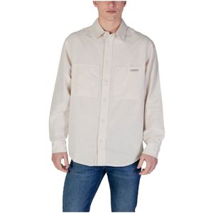Calvin Klein Jeans, Heren, Overhemden, Beige, Maat: L Denim,