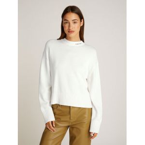 Gebreide Trui - Ivory - Met Geborduurd Logo - Regular Fit
