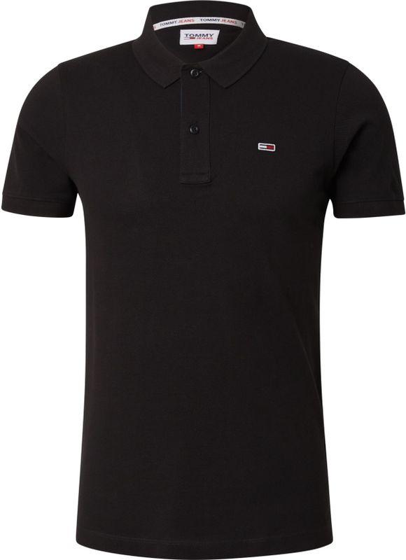 Tommy Jeans Slim Placket Poloshirt voor heren, zwart, Zwart