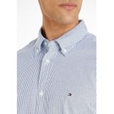 Tommy Hilfiger - Core 1985 Flex Oxf Shirt - Casual Overhemd - Carbon Navy/Wit - Biologisch Katoen